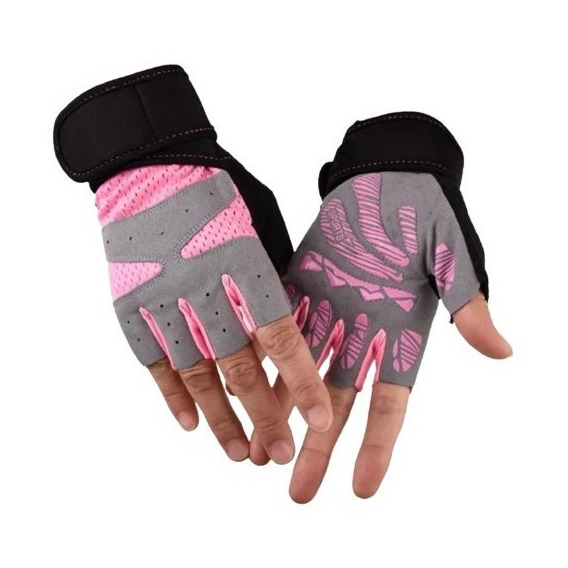 Guantes Fitness Mujer Con Muñequera + Tela Absorbente Sudor