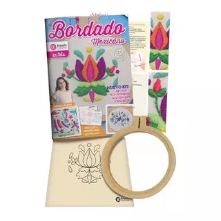 Kit Completo Bordado Mexicano: Bastidor Tela + Moldes Real