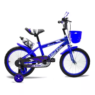 Bicicleta Rod. 16 Canasto + Rueditas + Accesorios Niño Niña Color Azul