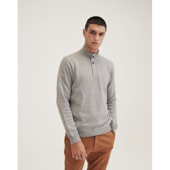 Sweater Trent, Hombre, Cuello Alto, Algodon, Gris, Equus