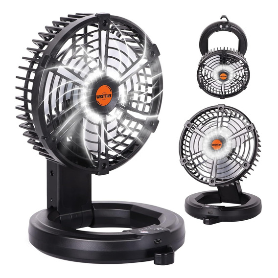 Ventilador Portátil De Mesa Con Bateria Y Luz