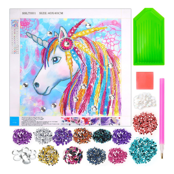 Kits De Pintura Diamantes De Unicornio Cuadro Regalo Niños