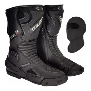 Bota Motoqueiro Texx Supertech V2 Esportiva Couro Cano Longo