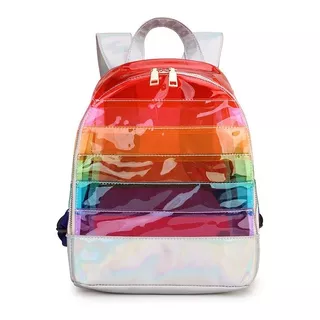 Mochila De Tpu Transparente Arcoíris Púrpura Para Niñas, 3+