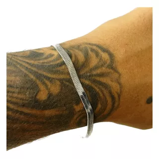 Pulseira Bracelete Laminada 4mm Aço Inox Inoxidavel Prata