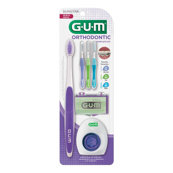 Kit Ortodoncia Gum Cepillo, Hilo Dental, Cera, Interdentales