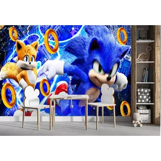 Papel De Parede Quarto Infantil Sonic Ouriço Diversos 3m²