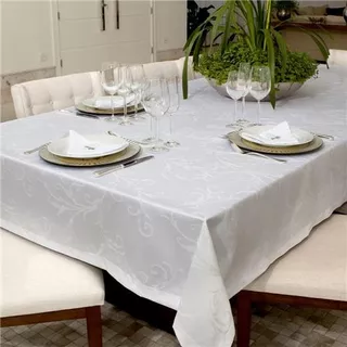 Toalha De Mesa Quadrada Hibisco Branco 140x140 Impermeavel