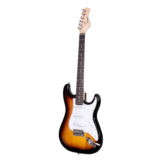 Guitarra Electrica Parquer Stratocaster Negra Con Funda Color Marrón Claro Orientación De La Mano Diestro