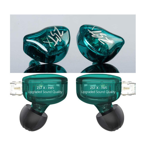 Auriculares In Ear Kz Zst X sin micrófono Monitoreo Color Verde/Cian