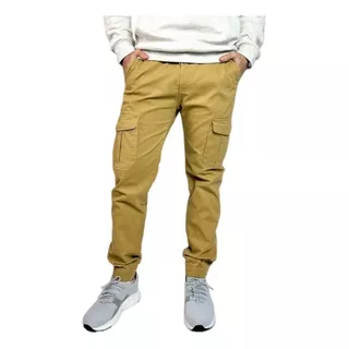 Pantalon Cargo Hombre Con Puño Y Elastico Cintura R66