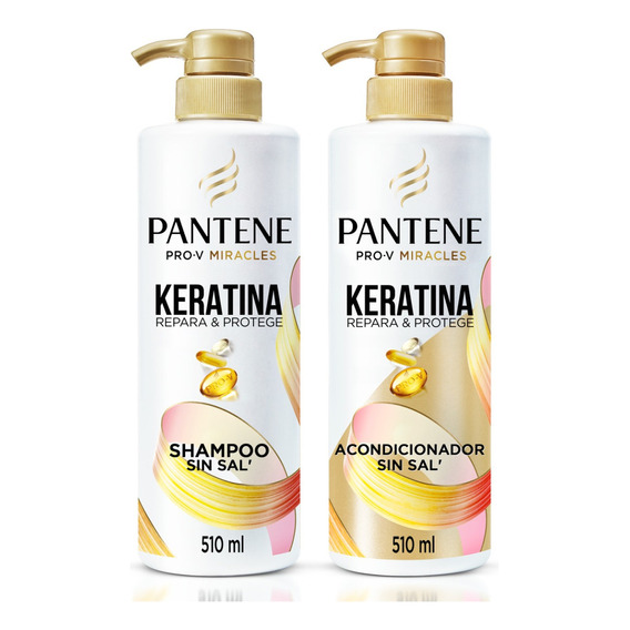  Shampoo Pantene Keratina 510 ml + Acondicionador 510