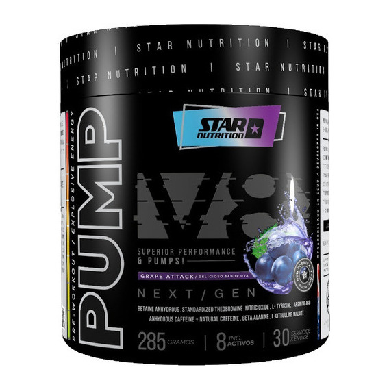 V8 Pump Pre Work 285 Gr Star Nutrition Sabor Grape attack