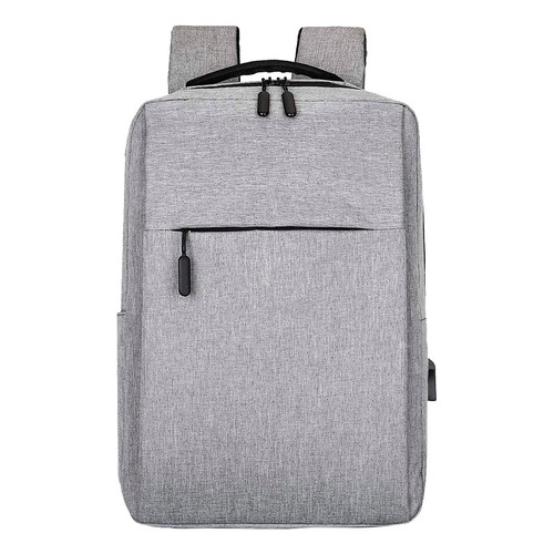 Mochila Escolar Casual Para Laptop Puerto Usb Gran Capacidad Color Gris