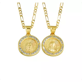 Medallas Nuestra Boda Oro 10k + Cadena De Regalo