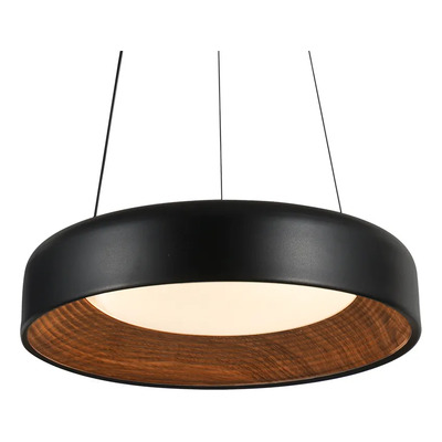 Colgante Led 72w Cct Negro Int Madera Negro Ø40cm Negro