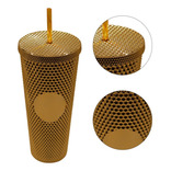 Termo Tumbler Vaso Studded Plastico Popote 700 Ml Colores Color Oro Claro Brillante