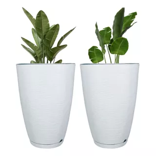 2 Vasos Planta Polietileno Cone Grande Texturizado Escovado