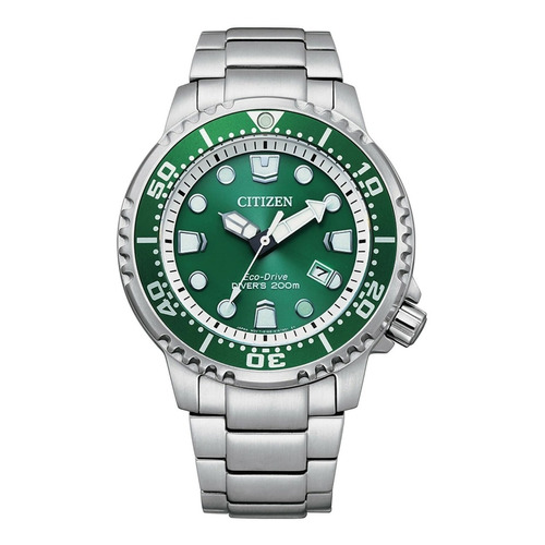 Reloj Citizen Promaster Eco-Drive BN0158-85x 200 m, color de correa plateado, color de fondo verde