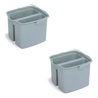 Balde Domestico Doble Cubo Pvc 9lts+ 9lts Gris X Unidad