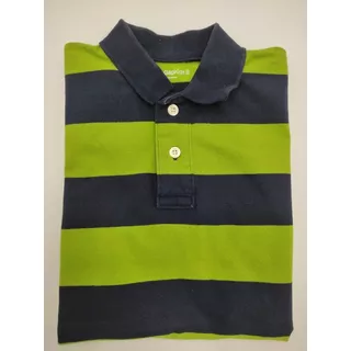 Playera Tipo Polo Gap Kids Azul Líneas Verdes Xl