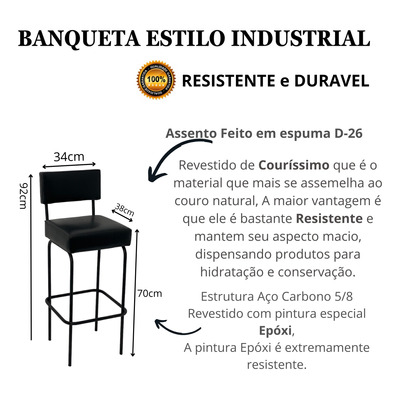 Banqueta Alta Balcão Cozinha Kit 2 Bar Churrasqueira Bistrô 