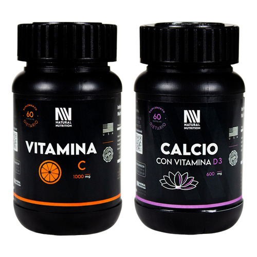 Natural Nutrition Kit Vitamina C + Calcio D3 Suplemento 3c Sabor Vitamina C Y Calcio D3