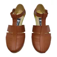 Zapato Huarache Tipo Piel Con Tacón Flat Mujer Empeine Alto