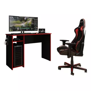 Mesa Escrivaninha Pc Gaming Desk Vermelha Flex Reversivel 