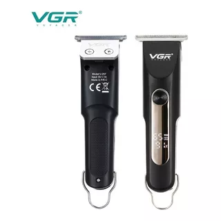 Maquina Corta Pelo Barba Vgr V-257 Recargable Display Led Color Negro Con Plateado