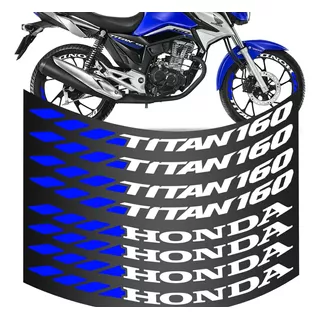 Kit 8 Adesivo Roda Titan 160 Grande Moto Azul Colante