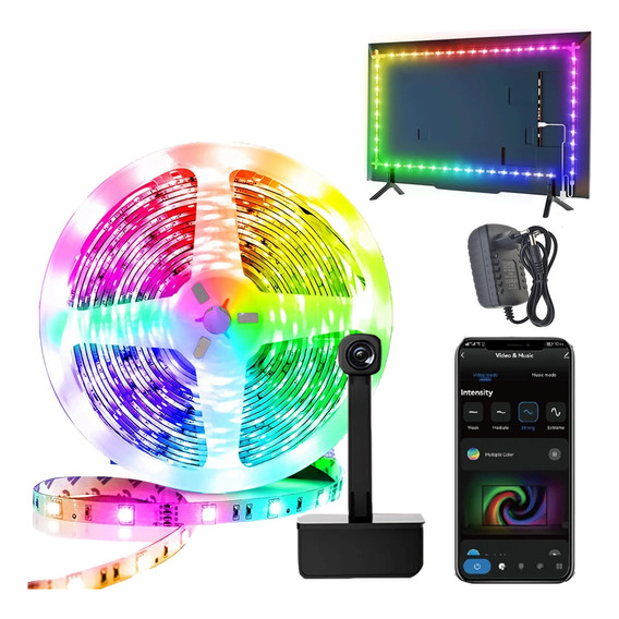 Tira Cinta Luces Led Rgb Para Tv Bluetooth Maxwell + Camara