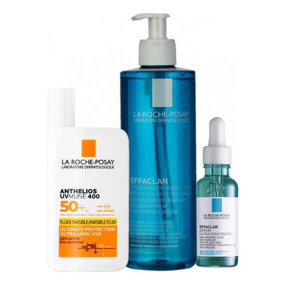 Combo La Roche Posay Anthelios + Effaclar Gel 400 Ml + Serum