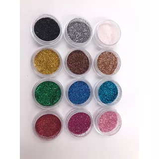 Kit Glitter Extra Fino Encapsulado Para Unhas 12 Cores Cor Metálicos