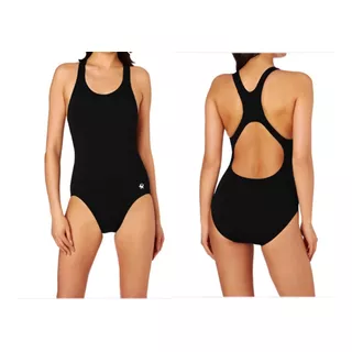 Trajes De Natacion Para Mujer Solid Black Olympico Lycra