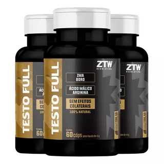 3x Testo Full Gh + Arginina + Boro + Zma, 60 Capsulas