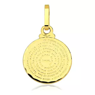 Pingente De Ouro 18k Medalha Pai Nosso 1,5cm Cor Amarelo