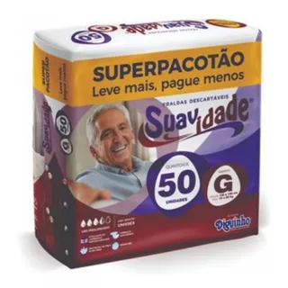 Fralda Geriátrica Adulto Suavidade Super Pacotão G 50 Un.