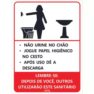 Placa De Sinalização Banheiro Feminino Com Regras De Uso