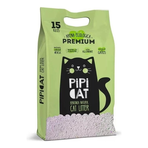 Arena Ecológica Premium Pipi Cat Lavanda 15kg x 15kg de peso neto  y 15kg de peso por unidad