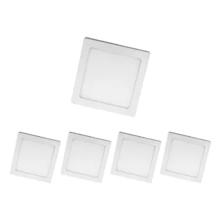 Panel Plafón Aplicar Led 18w Cuadrado Blanco Frío Pack X5