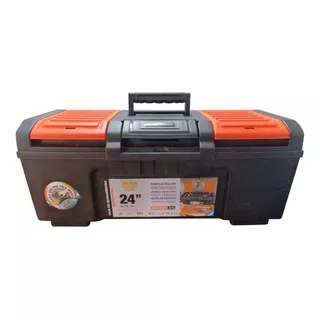 Caja De Herramientas Silver Shadow 24  De Plástico 28cm X 60cm X 26cm Negra Y Naranja