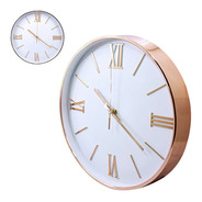 Relógio Parede Numero Romano Design Moderno Rose Gold 30cm 