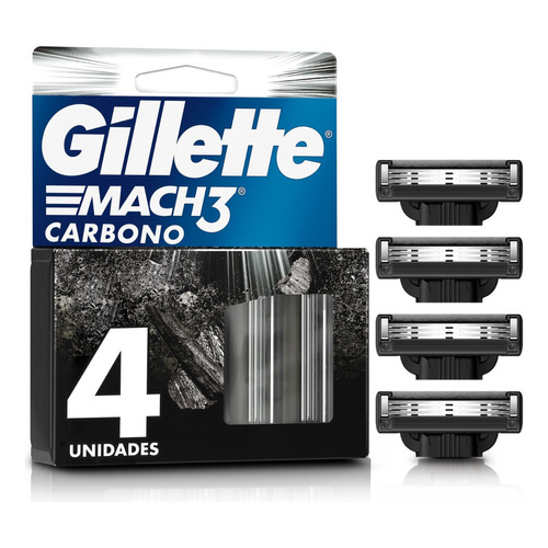 Repuesto Para Máquina De Afeitar Gillette Mach3 Carbono Con 3 Hojas, 4 Un