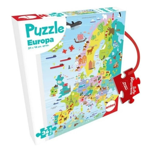 Puzzle Rompecabezas 36 Piezas Mapa Europa Antex 3038