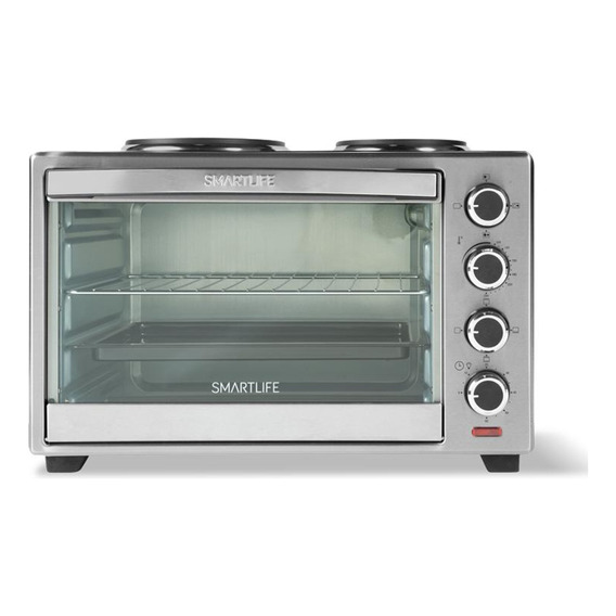 Horno Electrico Smartlife 38l Con 2 Anafes 1600w Inox Color Gris