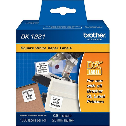 Etiquetas De Papel Cuadradas Brother De 1000 Pz / Dk1221 Color Blanco