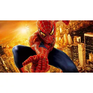 Adesivo Poster Homem Aranha Cidade De Luz Spiderman 42x23cm