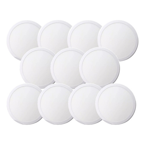 Kit De 10 Piezas De Luminario Plafón 18w Luz Blanca Fría Color Blanco