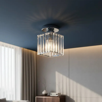  Plafon 1 Luz Prisma C Cristal Cromo Apto Led E27 Ld Cromo Vppfull